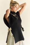 Davi & Dani Side Split Turtleneck Sleeveless Knit Top - Trendsi