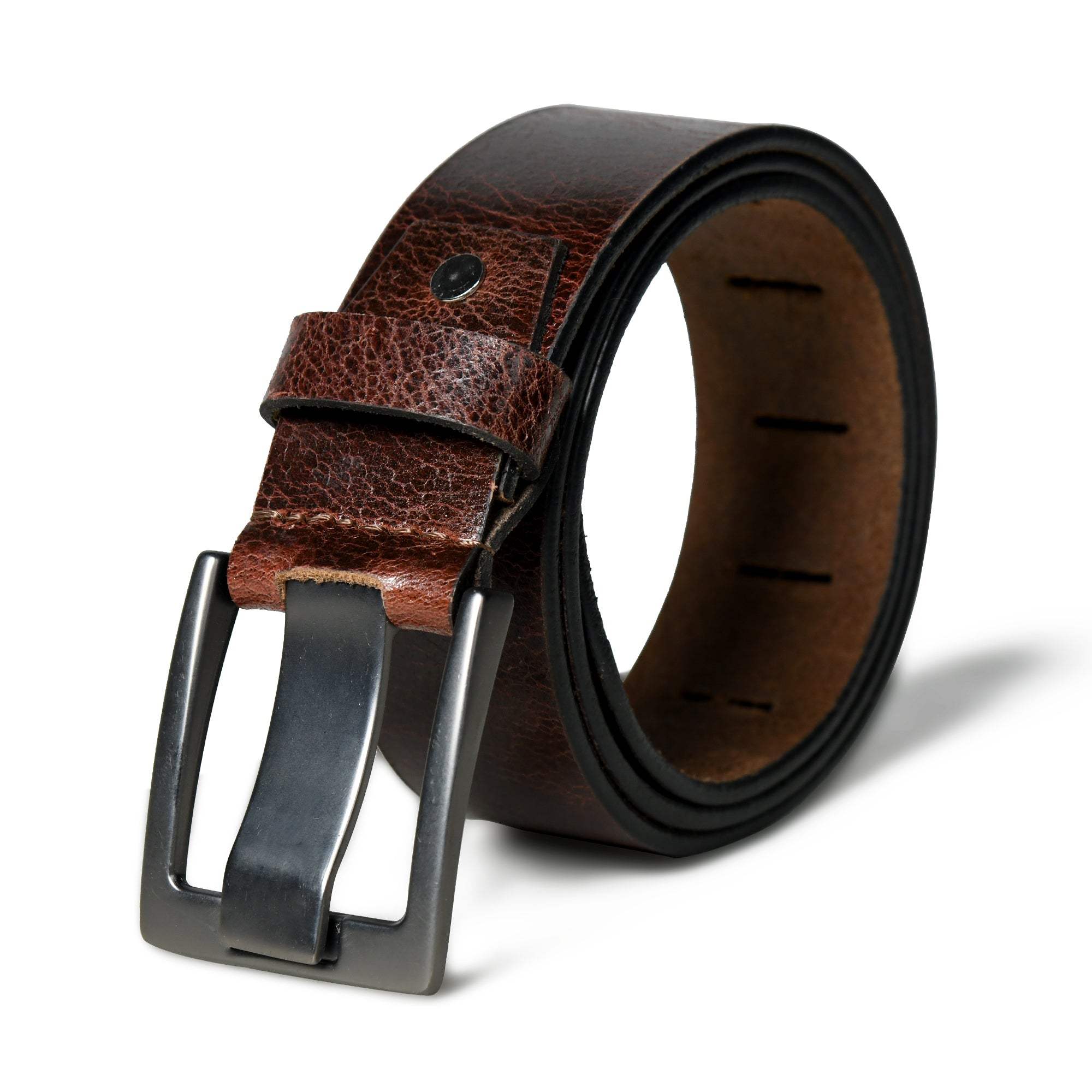 Timberline Dark Brown Leather Belt - Classy Leather Bags - Flyclothing LLC