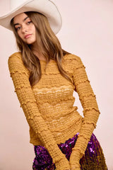BiBi Ruffles Detail Mardi Gras Color Flower Lace Top - Trendsi - Flyclothing LLC