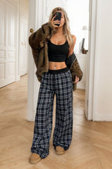 Plaid Wide Leg Pants - Trendsi - Flyclothing LLC