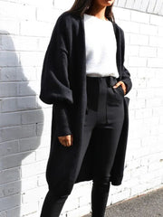 Open Front Dropped Shoulder Cardigan - Trendsi