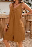 Casual V-Neck Sleeveless Romper with Pockets - Trendsi - Flyclothing LLC