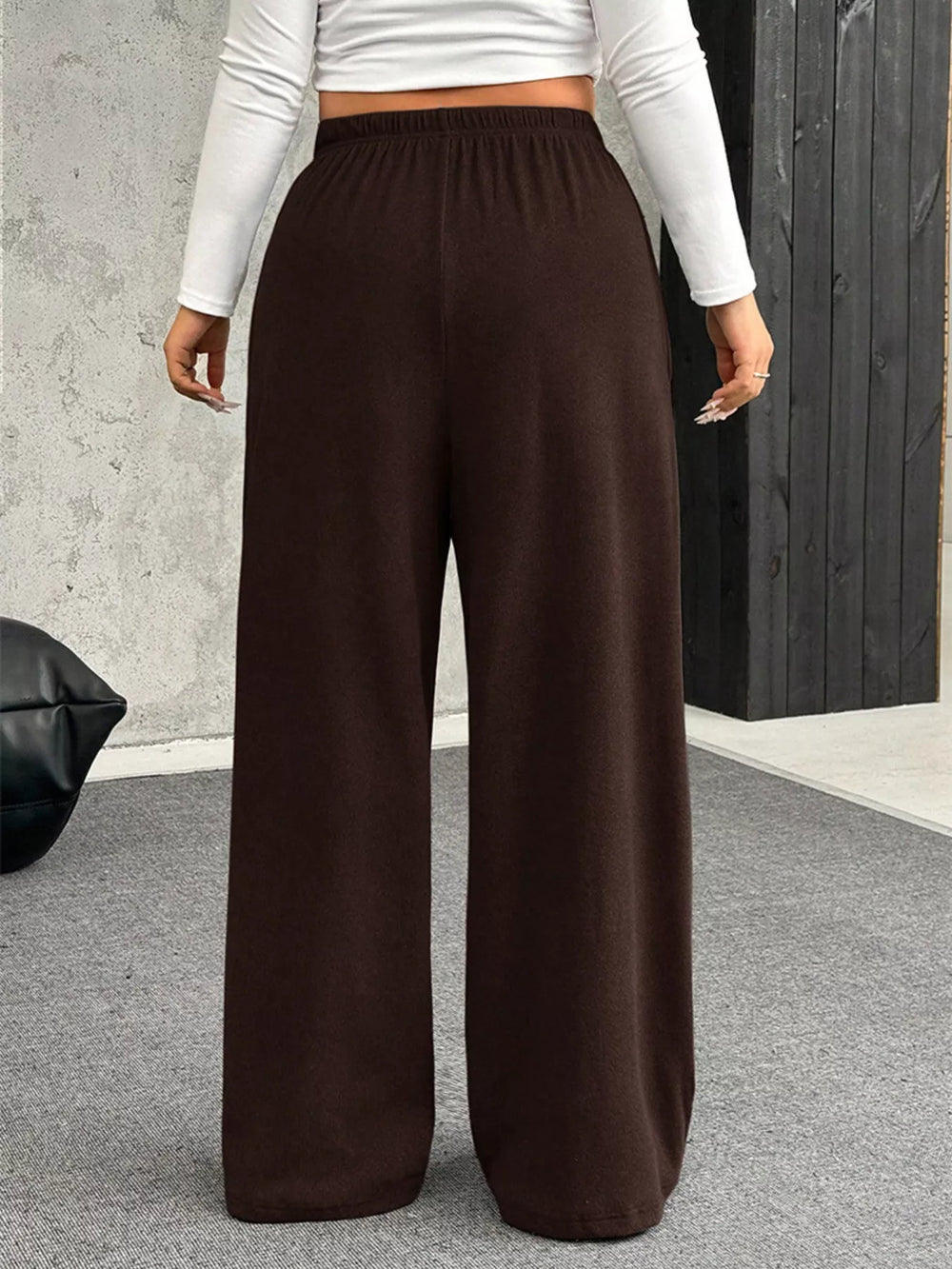 Full Size Drawstring Wide Leg Pants Plus Size - Trendsi - Flyclothing LLC
