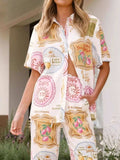 Printed Button Up Shirt and Pants Set - Trendsi - Flyclothing LLC