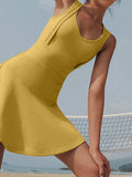 V-Neck Wide Strap Active Dress with Unitard Liner - Trendsi - Flyclothing LLC
