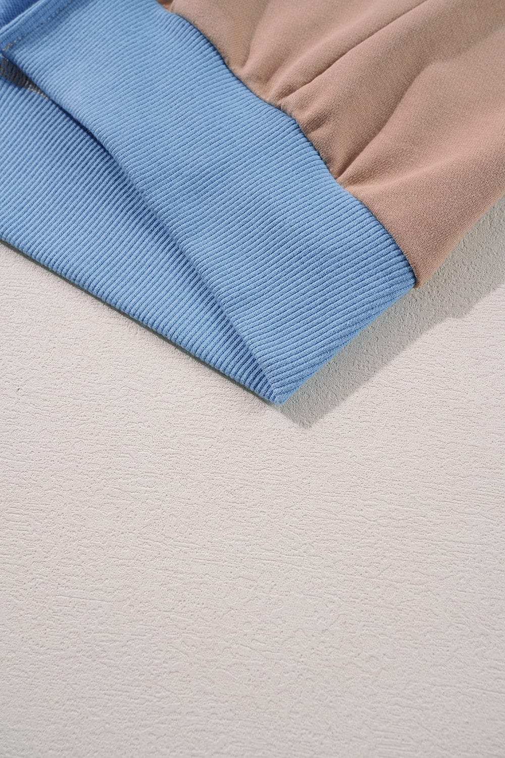 Slit Color Block Round Neck Long Sleeve Sweatshirt - Trendsi - Flyclothing LLC