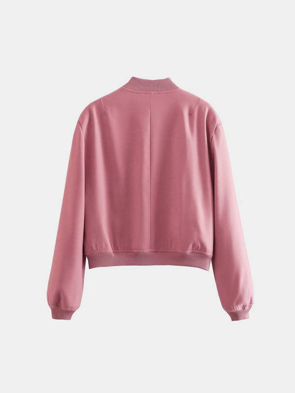 Pocketed Snap Down Baseball Collar Jacket - Trendsi - Flyclothing LLC