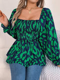 Square Neck Flounce Sleeve Blouse - Trendsi - Flyclothing LLC