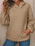 Textured Long Sleeve Hoodie with Pockets - Trendsi - Flyclothing LLC