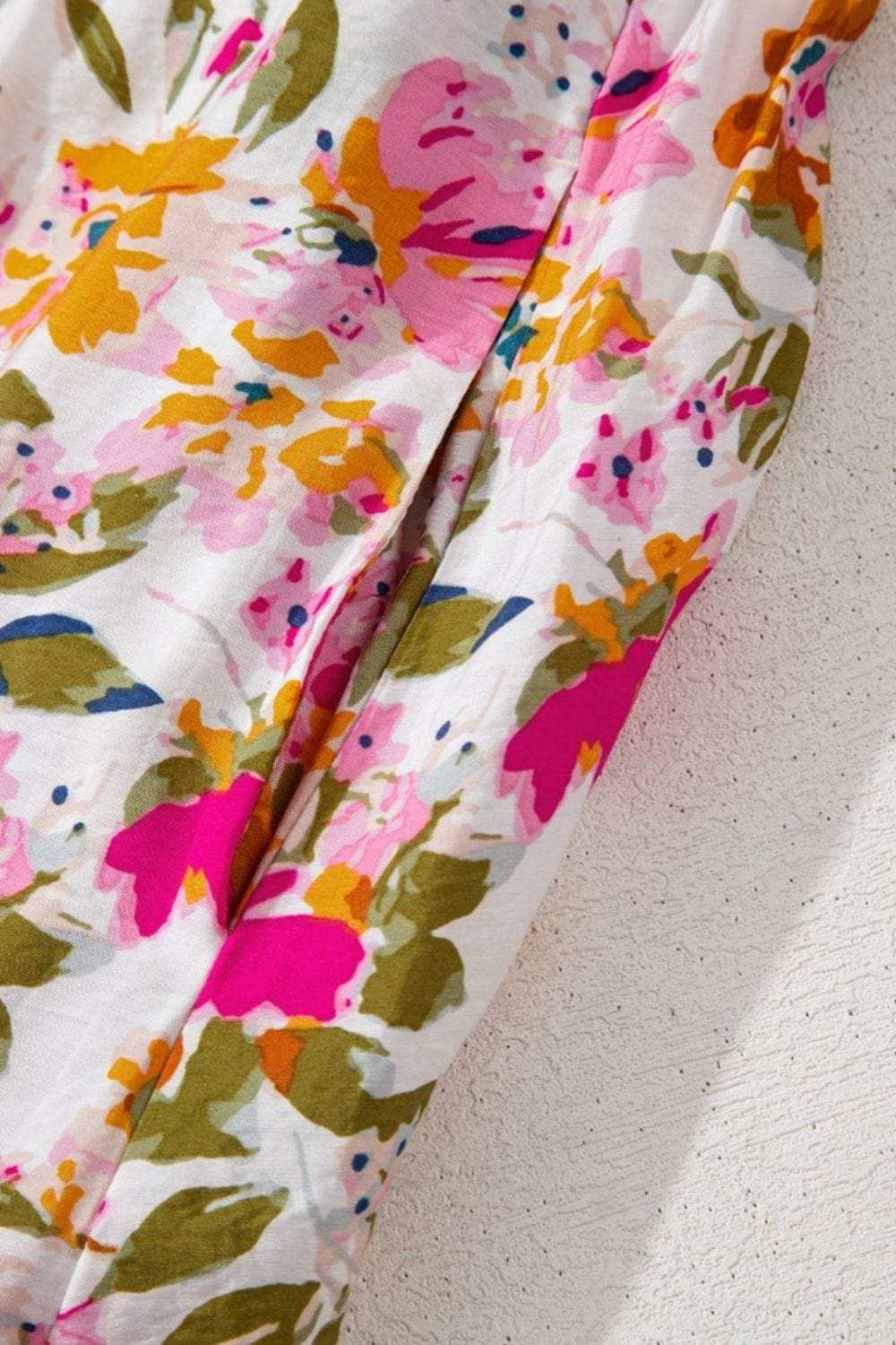 Floral Short Sleeve V Neck Dress with Pockets - Trendsi - Flyclothing LLC