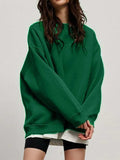 Round Neck Dropped Shoulder Long Sleeve Sweatshirt - Trendsi - Flyclothing LLC