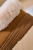 Faux Fur Round Toe Platform Slippers - Trendsi - Flyclothing LLC