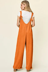 Double Take Full Size Texture Sleeveless Wide Leg Jumpsuit - Trendsi - Flyclothing LLC