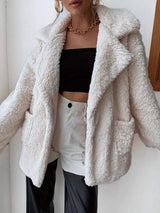 Fuzzy Open Front Long Sleeve Coat - Trendsi - Flyclothing LLC