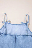 Bow Detail Spaghetti Straps Ruffle Hem Denim Dress - Trendsi - Flyclothing LLC