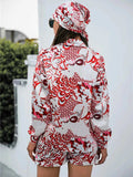 Printed Button Up Long Sleeve Shirt and Shorts Set - Trendsi - Flyclothing LLC