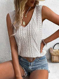 Cable-Knit V-Neck Sweater Vest - Trendsi - Flyclothing LLC