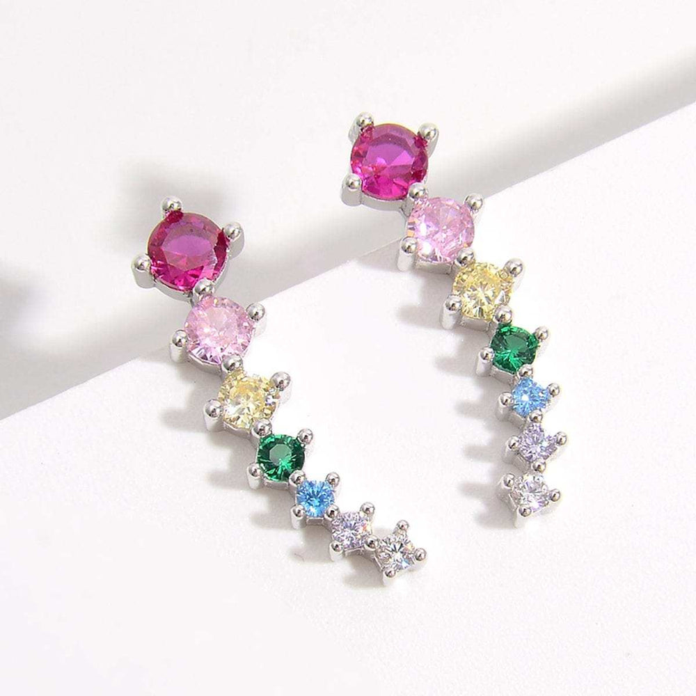 925 Sterling Silver Inlaid Zircon Earrings - Trendsi - Flyclothing LLC
