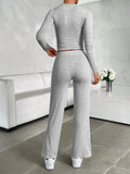 Round Neck Long Sleeve Top and Drawstring Pants Set - Trendsi