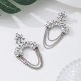 Trending Fashion Chain Rhinestone Drop Earrings For Women, Unique Versatile Light Luxury Alloy Ear Jewelry, Geometric Stud Earrings - My Store - Flyclothing LLC