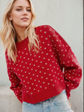 Slit Round Neck Long Sleeve Sweater - Trendsi