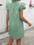 Ruffled Notched Cap Sleeve Mini Dress - Trendsi - Flyclothing LLC