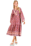 VERY J Floral Printed Boho V-Neck Balloon Sleeve Dress - Trendsi - Flyclothing LLC