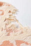 Distressed Trim Leopard V-Neck Sweater - Trendsi - Flyclothing LLC