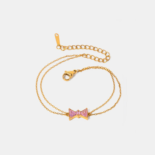Stainless Steel Zircon Bow Bracelet Trendsi