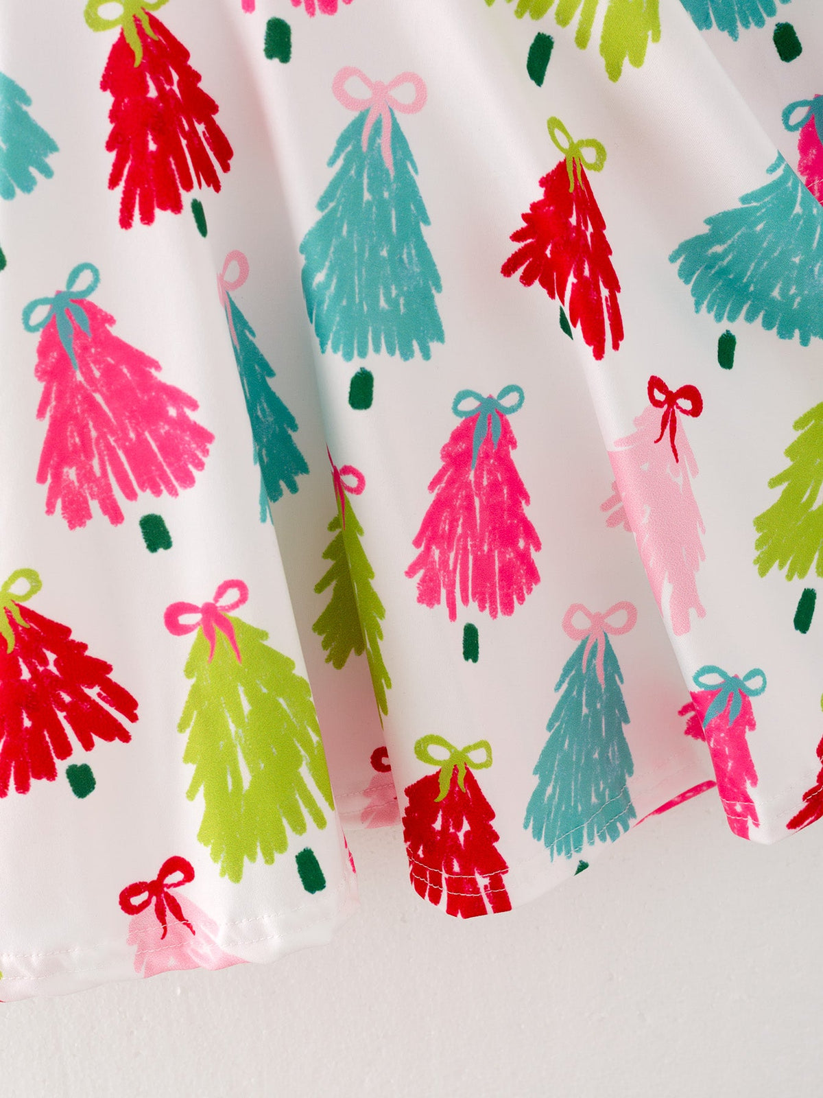 Christmas Tree Print Long Sleeve Dress - Rylee Faith Designs - Flyclothing LLC