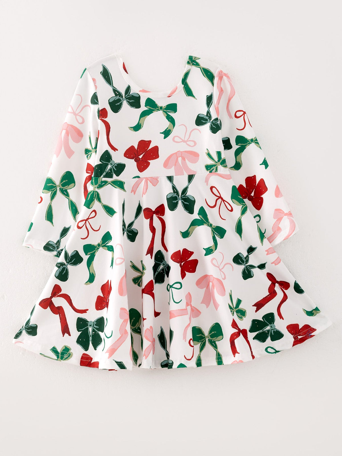 Girls Christmas Bow Print Dress - Rylee Faith Designs - Flyclothing LLC