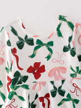 Girls Christmas Bow Print Dress - Rylee Faith Designs - Flyclothing LLC