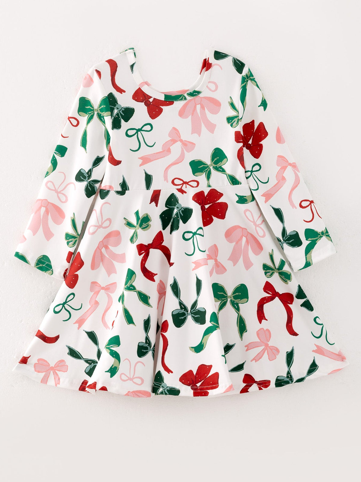 Girls Christmas Bow Print Dress - Rylee Faith Designs - Flyclothing LLC