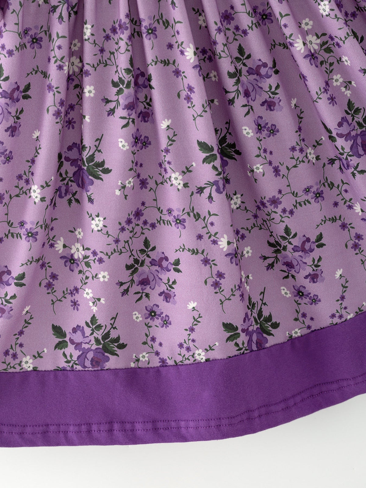 Purple Floral Girls Dress Bow Petal Collar Ruffle Hem Dress - Rylee Faith Designs - Flyclothing LLC