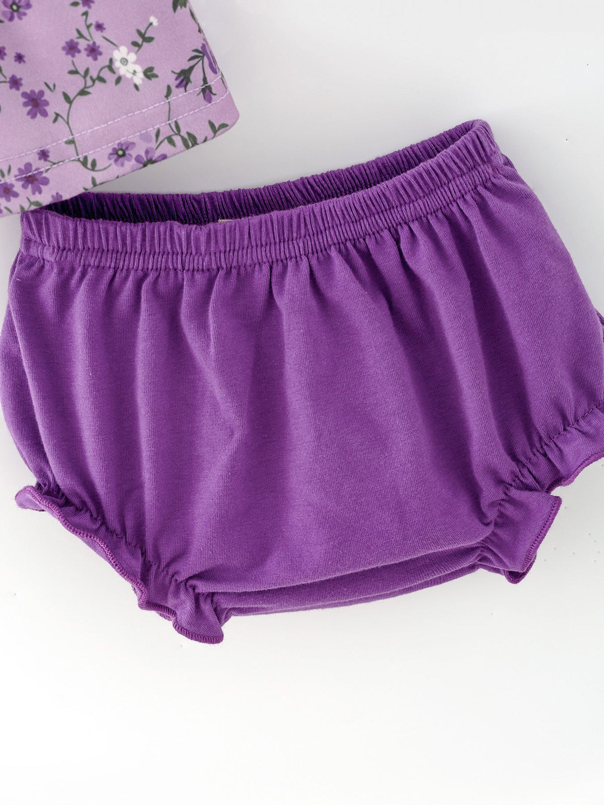Floral Girls Outfit Set Purple Puff Sleeve Top Bloomers Set - Rylee Faith Designs - Flyclothing LLC