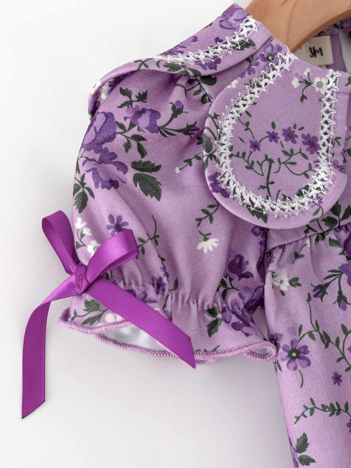 Floral Girls Outfit Set Purple Puff Sleeve Top Bloomers Set - Rylee Faith Designs - Flyclothing LLC