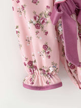 Fall Purple Floral Baby Girl Romper Bow Ruffle Long Sleeve