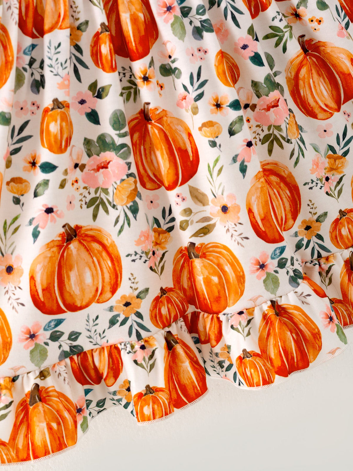 Girls FALL Pumpkin Print Long Sleeve Dress - Rylee Faith Designs - Flyclothing LLC