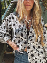 White Wedding Retro Floral Button Up Blouse PREORDER JUNE/JULY 2026 - Lil Bee's Bohemian - Flyclothing LLC