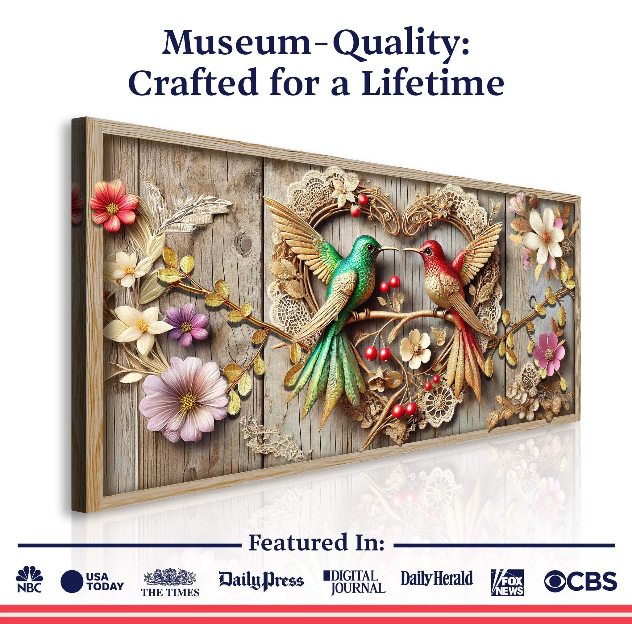 3D Hummingbirds Wall Art VII - Tailored Canvases - Flyclothing LLC