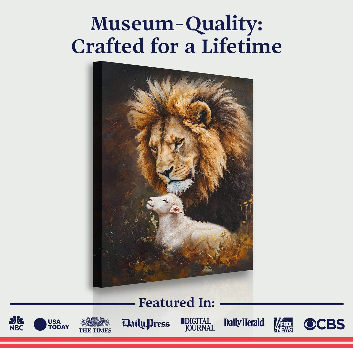Lion And Sheep Faith Wall Art - Tailored Canvases - Flyclothing LLC