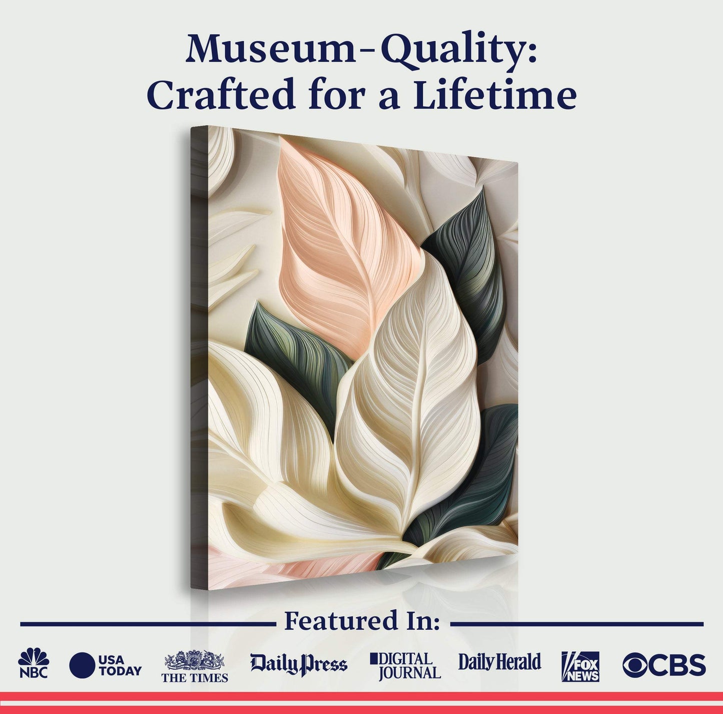 Elegant 3D Pastel Leaf Wall Art - Tailored Canvases - Flyclothing LLC