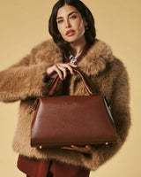 Cecilia (brown) - Italian calf leather women's handbag (with shoulder strap) - Leather Gloves Online - Flyclothing LLC