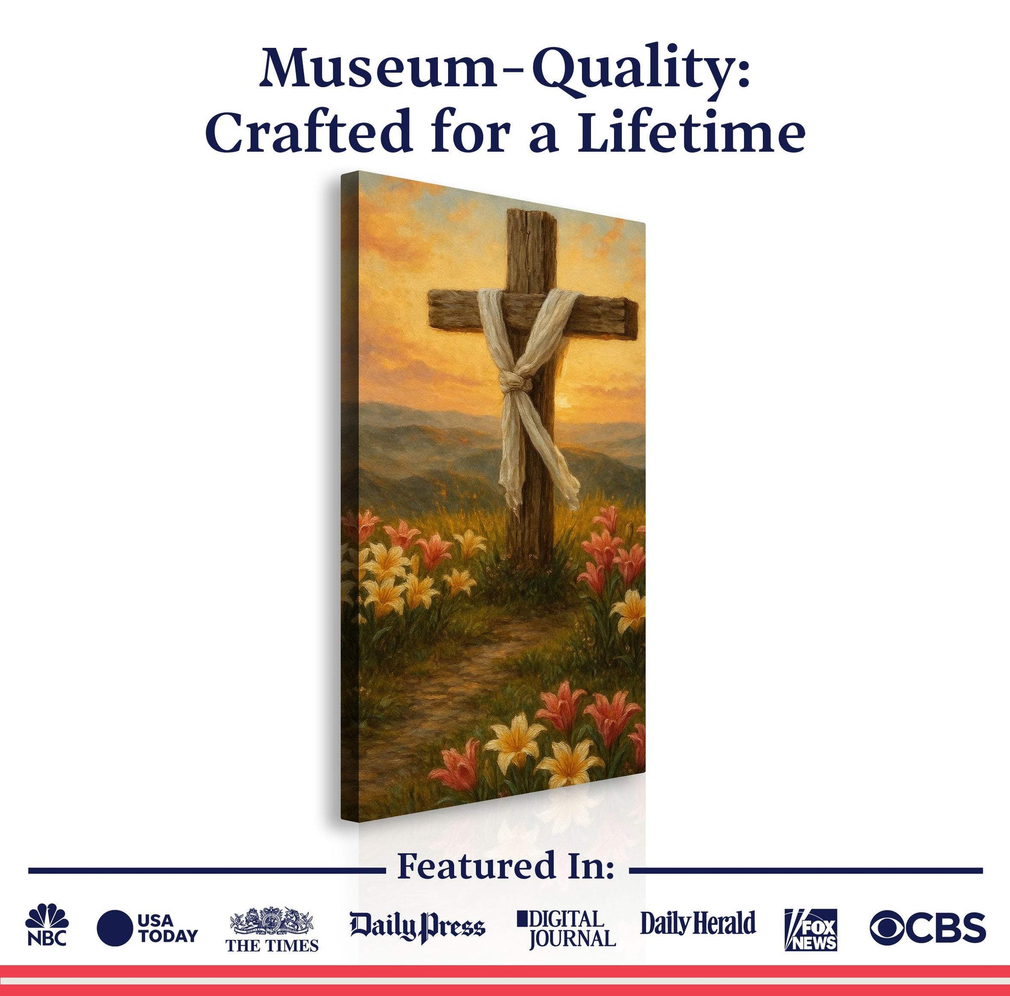 Cross and Flowers Faith Wall Art III - Tailored Canvases - Flyclothing LLC
