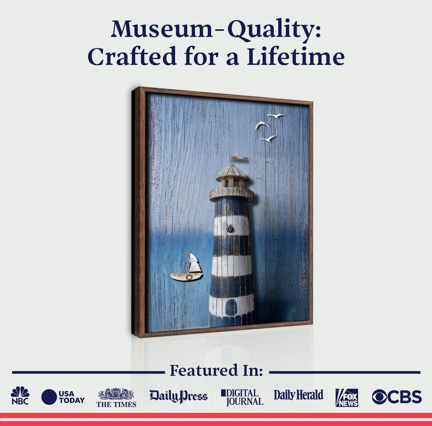 Wooden Lighthouse Coastal Wall Art III - Tailored Canvases - Flyclothing LLC