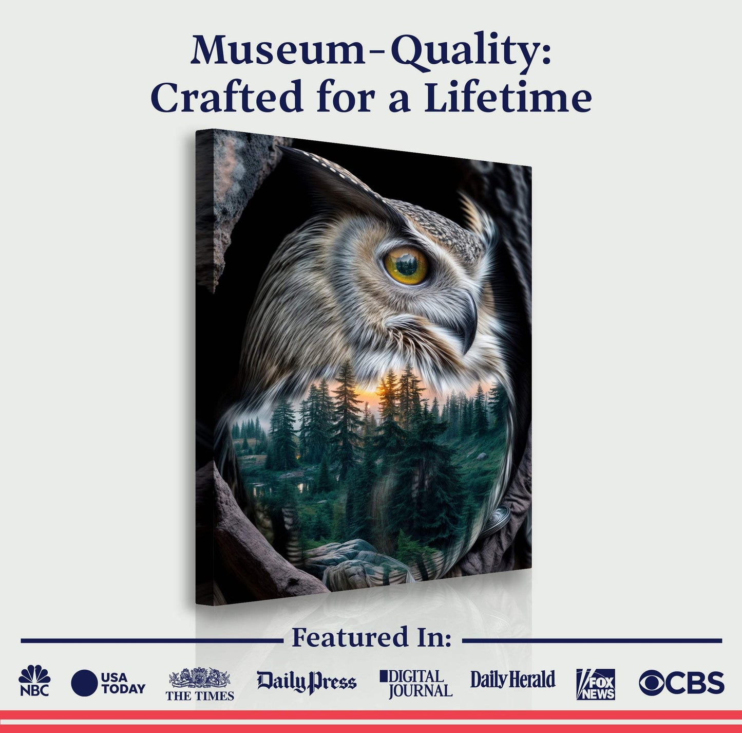 Owl Double Exposure Wall Art - Tailored Canvases - Flyclothing LLC