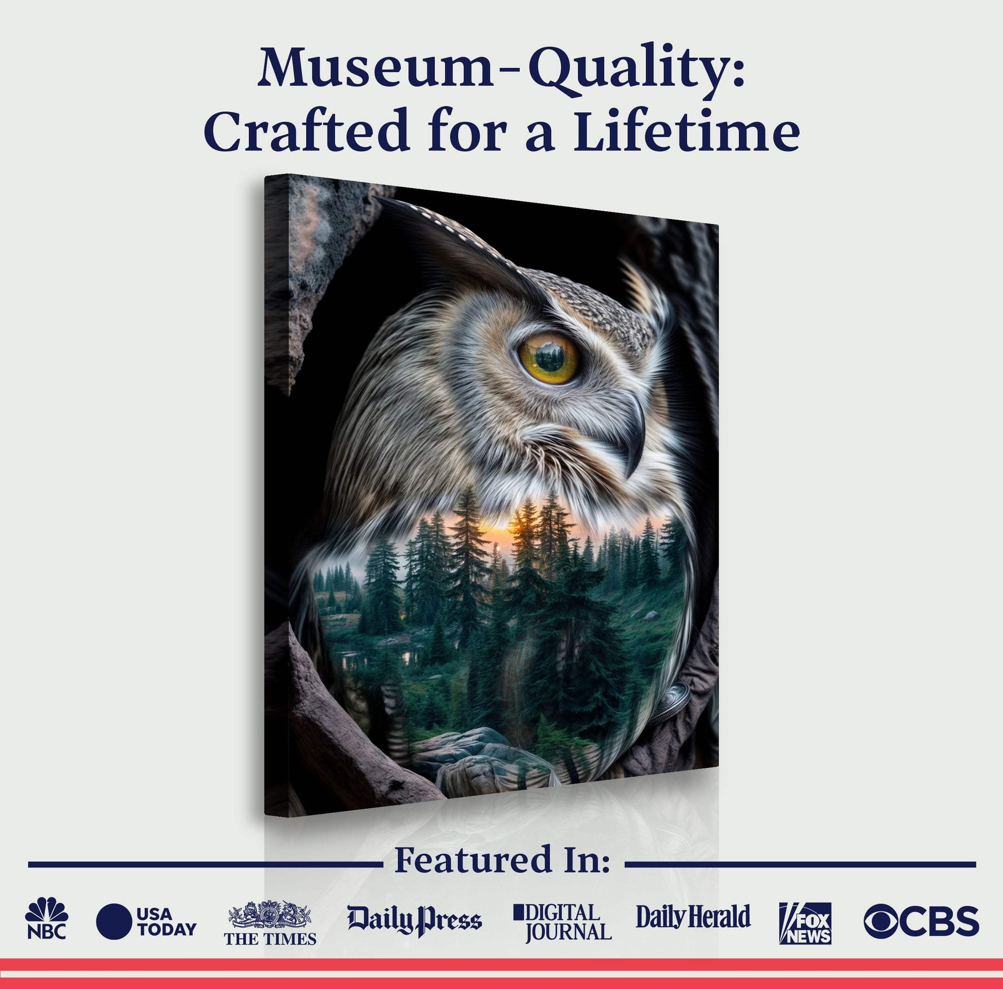 Owl Double Exposure Wall Art - Tailored Canvases - Flyclothing LLC