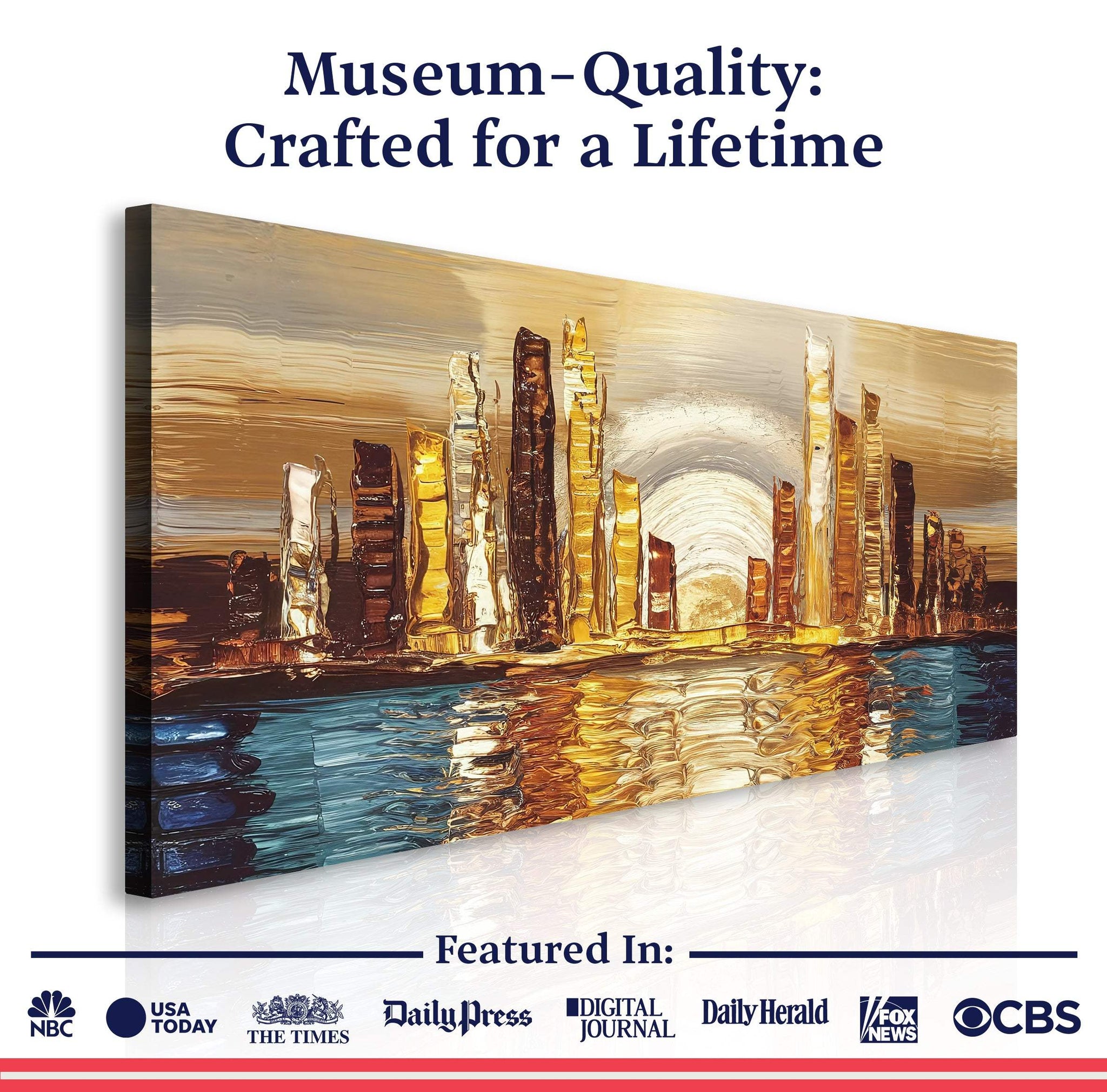 Golden Metropolis Abstract Impasto Wall Art - Tailored Canvases - Flyclothing LLC