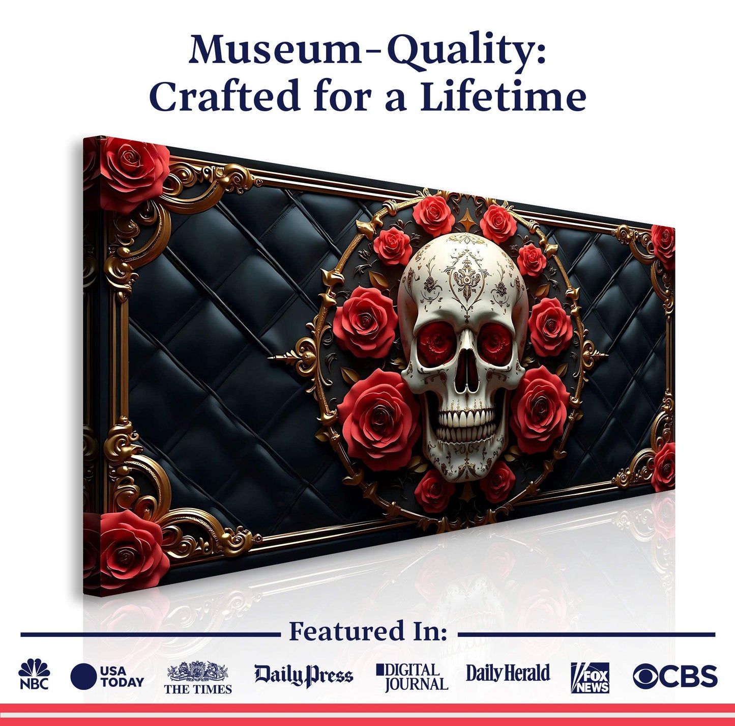 3D Rose and Skull Wall Art VII - Tailored Canvases - Flyclothing LLC
