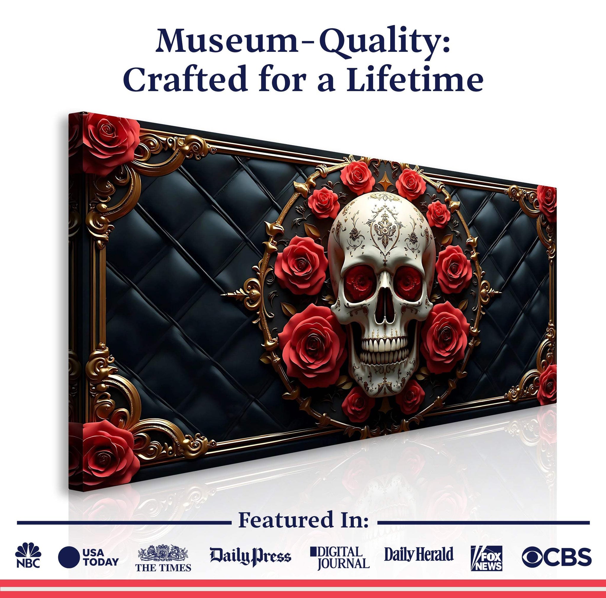 3D Rose and Skull Wall Art VII - Tailored Canvases - Flyclothing LLC